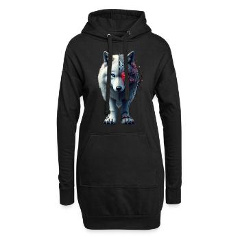 Drôle Robot Art Loup Cyborg Animal AI Loup - Sweat-shirt à capuche long Femme - noir - Devant