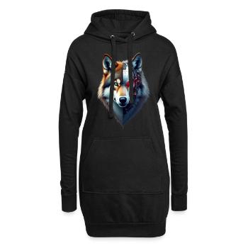 Drôle Robot Art Loup Cyborg Animal AI Loup - Sweat-shirt à capuche long Femme - noir - Devant