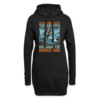 Shark Hunting Swimming With The Big Fish Swimmer - Hoodie-Kleid - Schwarz - Vorne