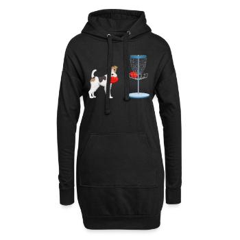 Chien qui joue au disc golf - Chien de disc golf - Sweat-shirt à capuche long Femme - noir - Devant