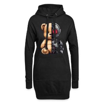 Lustige Roboter Tech Teddybär Cyborg Tier Bär - Hoodie-Kleid - Schwarz - Vorne