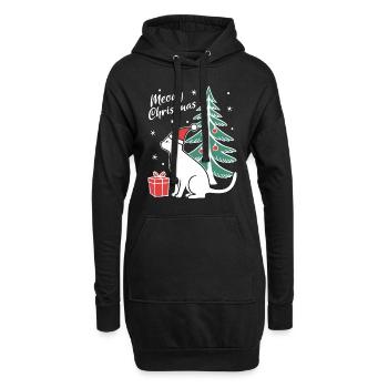Meowy Christmas - Geschenk mit Katze - Hoodie-Kleid - Schwarz - Vorne