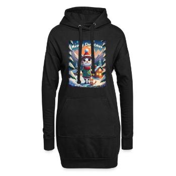 Meowy Christmas - Geschenk mit Katze - Hoodie-Kleid - Schwarz - Vorne