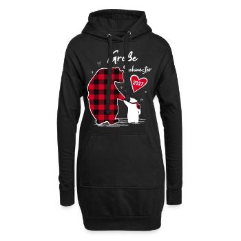 Große Schwester Bär 2027 - Hoodie-Kleid - Schwarz - Vorne