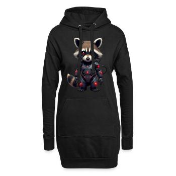 Lustige Roboter Tech Waschbär Cyborg Tier Raccoon - Hoodie-Kleid - Schwarz - Vorne
