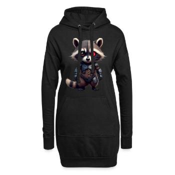 Lustige Roboter Tech Waschbär Cyborg Tier Raccoon - Hoodie-Kleid - Schwarz - Vorne