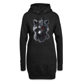 Lustige Roboter Tech Waschbär Cyborg Tier Raccoon - Hoodie-Kleid - Schwarz - Vorne