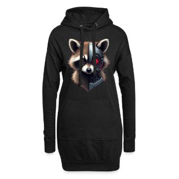 Lustige Roboter Tech Waschbär Cyborg Tier Raccoon - Hoodie-Kleid - Schwarz - Vorne