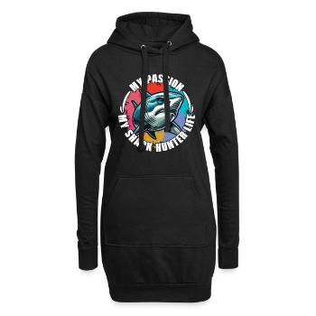 Chasse au requin Ma passion Mon requin Chasseur de fossiles - Sweat-shirt à capuche long Femme - noir - Devant