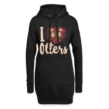 Otter Heart I Love Otters - Hoodie-Kleid - Schwarz - Vorne