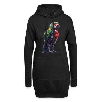 Lustige Roboter Kunst Papagei Cyborg Vogel Parrot - Hoodie-Kleid - Schwarz - Vorne