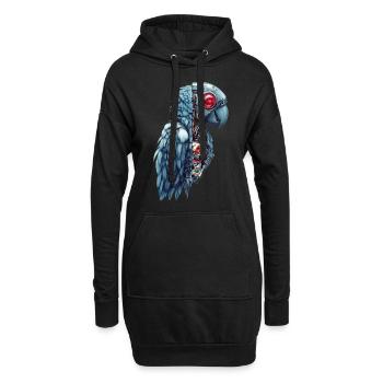 Drôle Robot Art Perroquet Cyborg Oiseau Perroquet - Sweat-shirt à capuche long Femme - noir - Devant