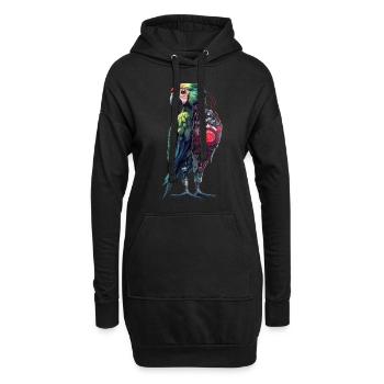 Lustige Roboter Kunst Papagei Cyborg Vogel Parrot - Hoodie-Kleid - Schwarz - Vorne