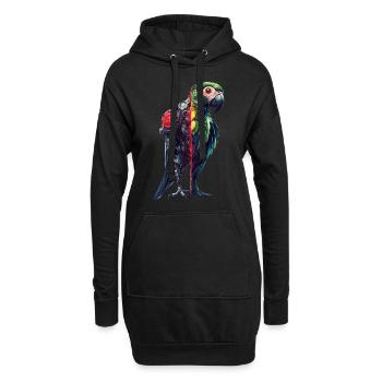 Drôle Robot Art Perroquet Cyborg Oiseau Perroquet - Sweat-shirt à capuche long Femme - noir - Devant