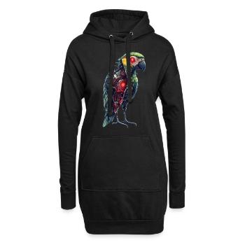 Drôle Robot Art Perroquet Cyborg Oiseau Perroquet - Sweat-shirt à capuche long Femme - noir - Devant