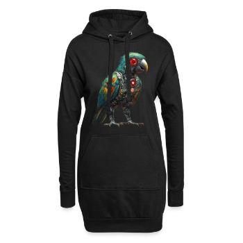 Lustige Roboter Kunst Papagei Cyborg Vogel Parrot - Hoodie-Kleid - Schwarz - Vorne