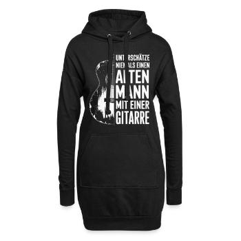 Alter Mann und Gitarre, Gitarren Spieler Gitarrist - Hoodie-Kleid - Schwarz - Vorne