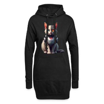 Lustige Roboter Katze Tech Katzen Cyborg Tier Cat - Hoodie-Kleid - Schwarz - Vorne