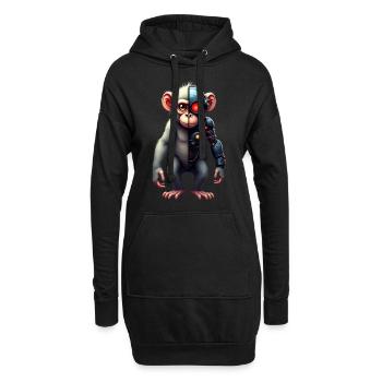 Lustiger Roboter Kunst Affe Cyborg Tier AI Monkey - Hoodie-Kleid - Schwarz - Vorne