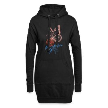 Papillon Rose - Sweat-shirt à capuche long Femme - noir - Devant