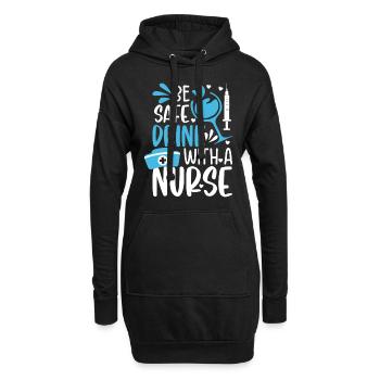 Be safe drink with a nurse - Funny Nurse Memes - Sweat-shirt à capuche long Femme - noir - Devant