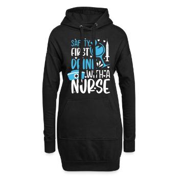 Safety first drink with a nurse - Funny Nurse Meme - Hoodie-Kleid - Schwarz - Vorne