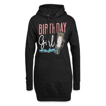 Loutre Anniversaire Fille Anniversaire Fille - Sweat-shirt à capuche long Femme - noir - Devant