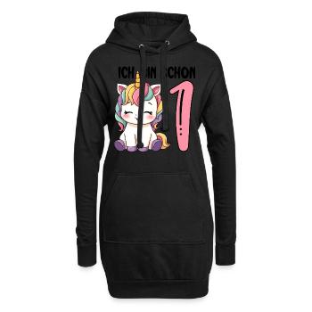 Je suis déjà un licorne 1er anniversaire - Sweat-shirt à capuche long Femme - noir - Devant
