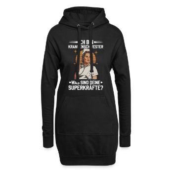 Superpower Krankenschwester - Hoodie-Kleid - Schwarz - Vorne