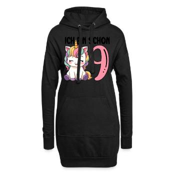 J’ai déjà neuf ans Licorne 9e anniversaire - Sweat-shirt à capuche long Femme - noir - Devant