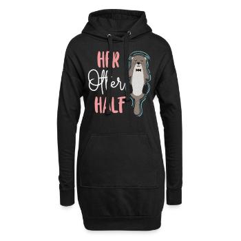 Couple Loutre Jeu de mots Saint-Valentin - Sweat-shirt à capuche long Femme - noir - Devant