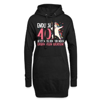 Endlich 40 Jetzt nur noch erwachsen werden - Hoodie-Kleid - Schwarz - Vorne