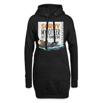 Loutre désolée Une loutre a mangé mon - Sweat-shirt à capuche long Femme - noir - Devant