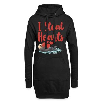Loutre Saint-Valentin je vole - Sweat-shirt à capuche long Femme - noir - Devant