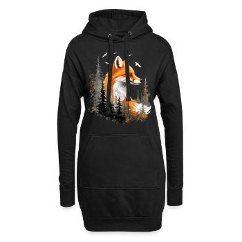 Fox Lover Woodland Flowers Art Foxes Cute Fox - Hoodie Dress - black - Front