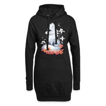 Fox Lover Woodland Flowers Art Foxes Cute Fox - Hoodie Dress - black - Front