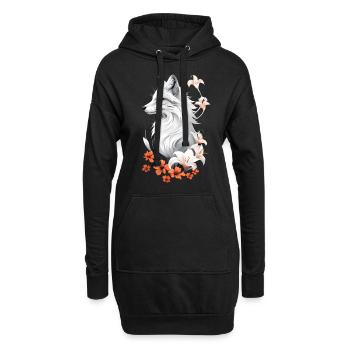 Fox Lover Woodland Flowers Art Foxes Cute Fox - Hoodie Dress - black - Front