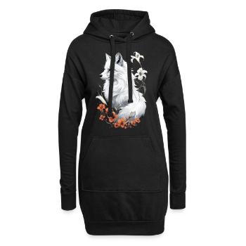 Fox Lover Woodland Flowers Art Foxes Cute Fox - Hoodie Dress - black - Front