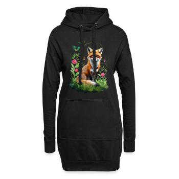 Fox Lover Woodland Flowers Art Foxes Cute Fox - Hoodie Dress - black - Front