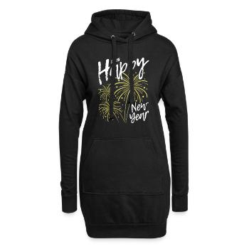2025 Happy New Year Feuerwerk - Hoodie-Kleid - Schwarz - Vorne