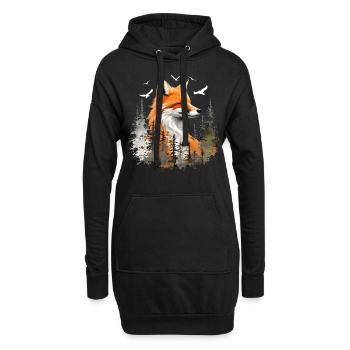 Fox Lover Woodland Flowers Art Foxes Cute Fox - Hoodie Dress - black - Front