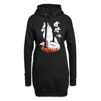 Fox Lover Woodland Flowers Art Foxes Cute Fox - Hoodie Dress - black - Front