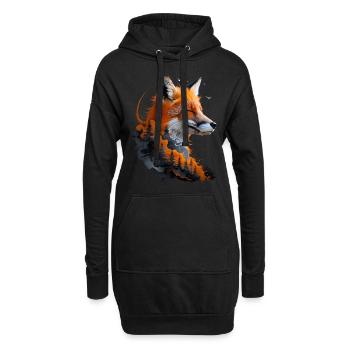 Fox Lover Woodland Flowers Art Foxes Cute Fox - Hoodie Dress - black - Front