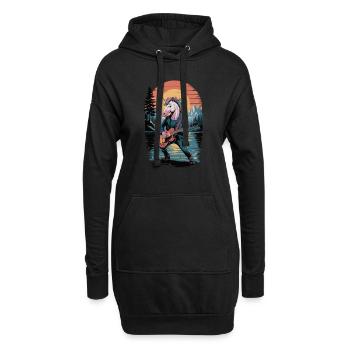 Punk-Einhorn mit Gitarre - Hoodie-Kleid - Schwarz - Vorne
