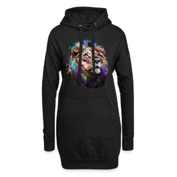 Lion Lover Faune Safari Art Lion Coloré - Sweat-shirt à capuche long Femme - noir - Devant