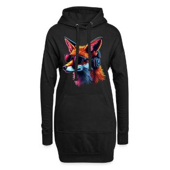 Drôle Renard Renard Art Animal Nature Animaux Animaux Sauvages - Sweat-shirt à capuche long Femme - noir - Devant