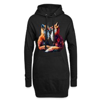 Drôle Renard Renard Art Animal Nature Animaux Animaux Sauvages - Sweat-shirt à capuche long Femme - noir - Devant