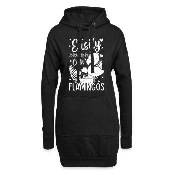 Flamingo Lover - Facilement distrait par de mignons flammes - Sweat-shirt à capuche long Femme - noir - Devant