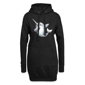 Narval, Baleine, Créature Marine, Licorne, Océan - Sweat-shirt à capuche long Femme - noir - Devant
