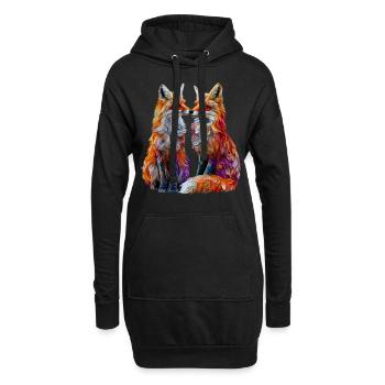 Drôle Renard Renard Art Animal Nature Animaux Animaux Sauvages - Sweat-shirt à capuche long Femme - noir - Devant